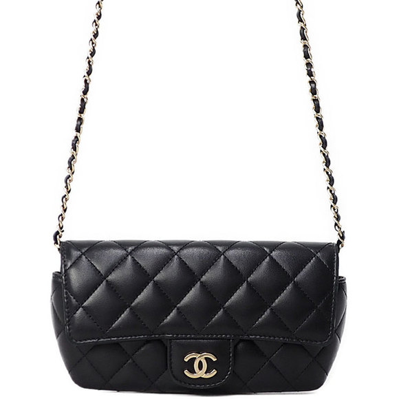 Chanel Matelasse Chain Pochette Shoulder Bag Black - Picture 1 of 8